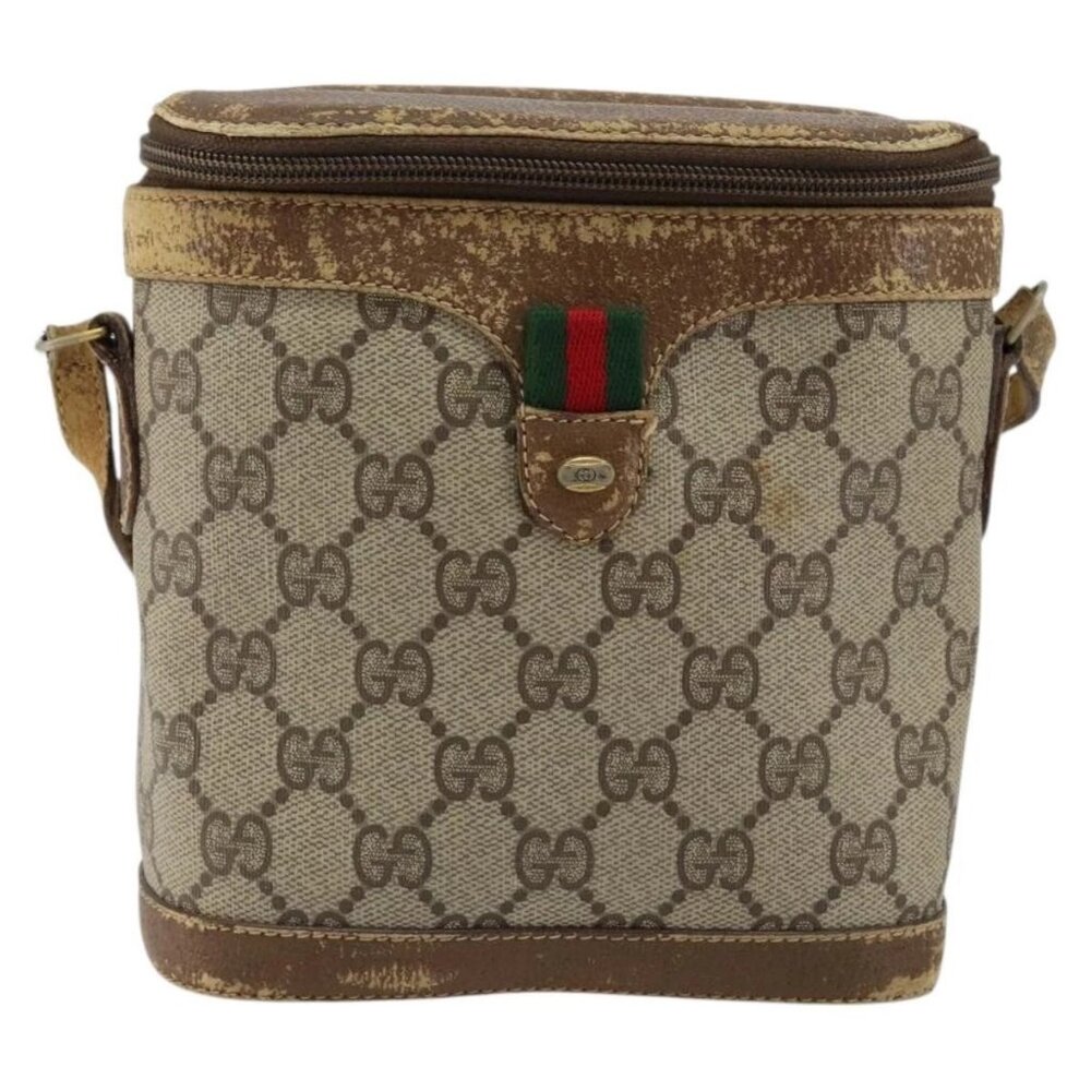 GUCCI GG Supreme Web Sherry Line Bag PVC Beige Gold 904 02 070 Auth 152352 - Picture 2 of 16
